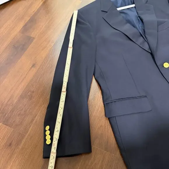 Brooks Brothers Loro Piana 100% Wool Navy Blazer Sport Coat Gold Buttons 44R